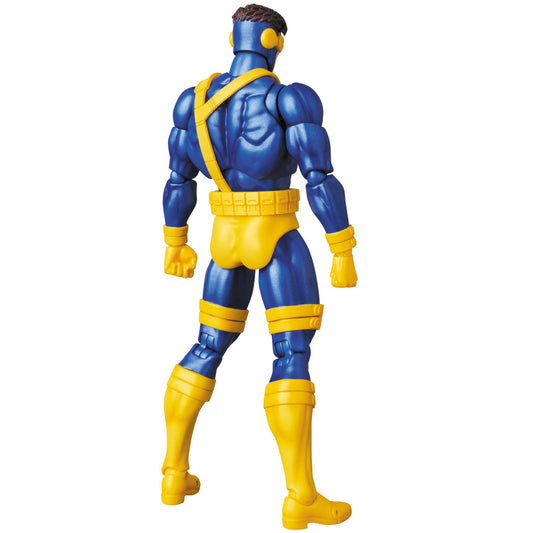 Dynamic pose of Mafex Cyclops Comic Ver. illustrating articulation possibilities