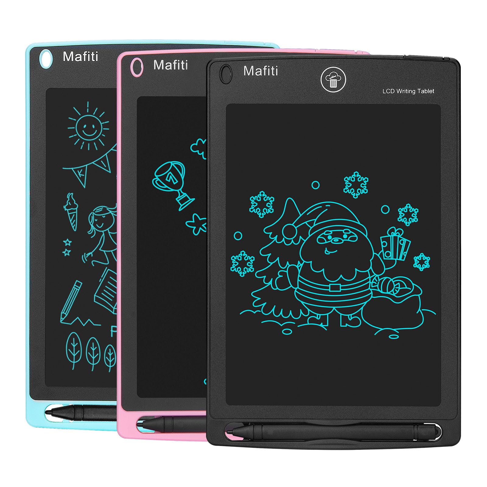 Mafiti 3-pack LCD writing tablet 8.5-inch ready for on-the-go doodling and drawing.