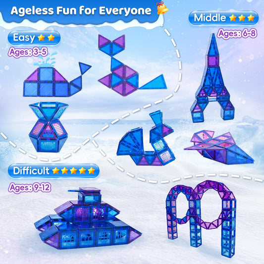 MAGBLOCK colorful tiles in blue pink and purple for imaginative construction