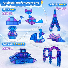 MAGBLOCK colorful tiles in blue pink and purple for imaginative construction