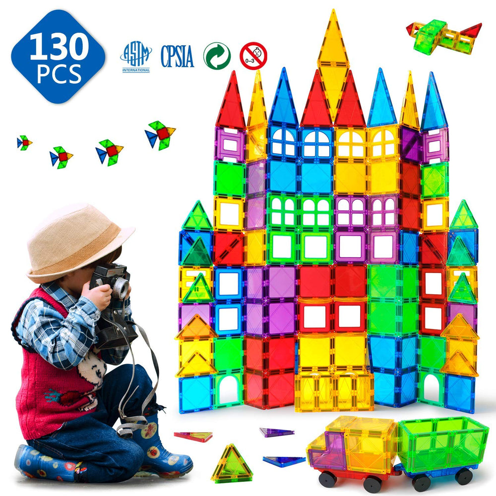 MAGBLOCK kids building with tiles encourages cooperative play and problem solving.