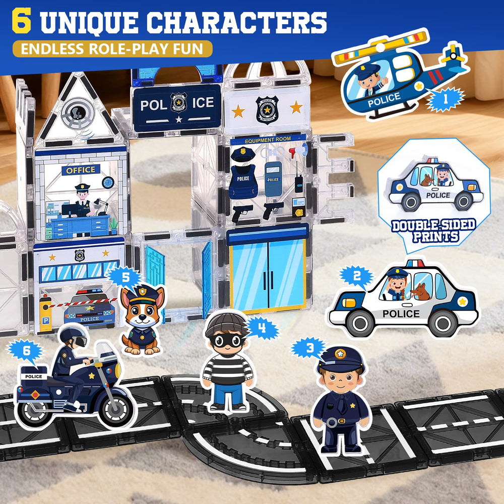 Magbubp police dolls accompany kids as characters in dynamic, role-play adventures daily.