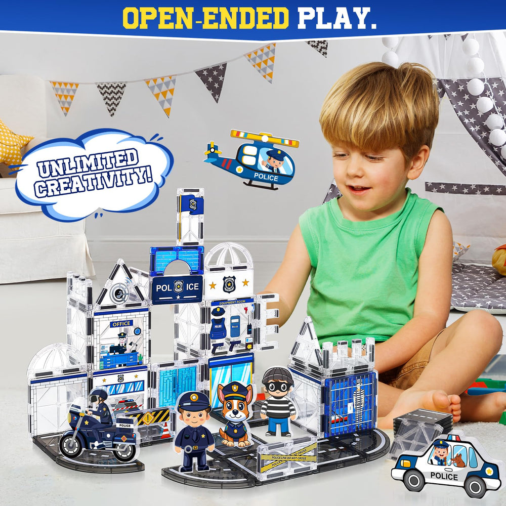 Magbubp police office image shows organized space and big imagination during play sessions.