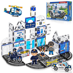 Magbubp police station tiles enable imaginative play while developing spatial skills and problem solving.