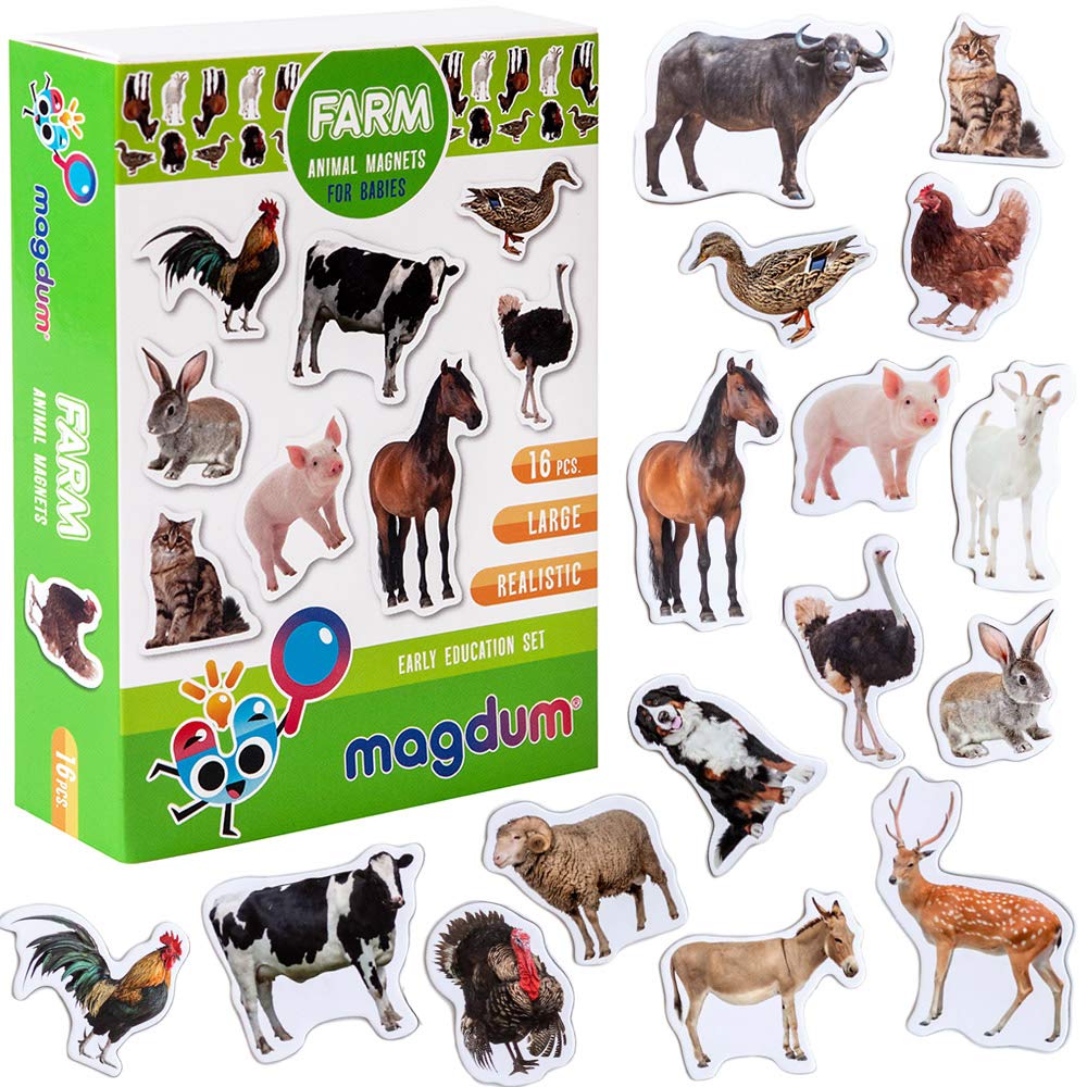 Magdum cow fridge magnet helps toddlers recognize farm animals through play