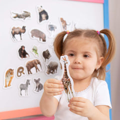 MAGDUM giraffe magnet brightens fridge decor while teaching tall animal traits.