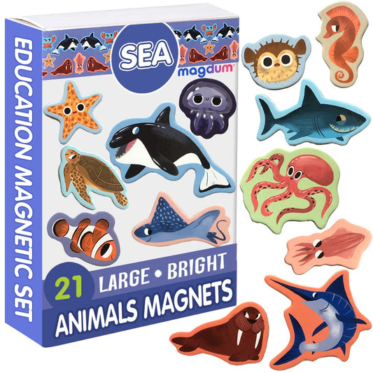 Magdum Sea Animals magnets set with 21 large pieces for imaginative fridge play