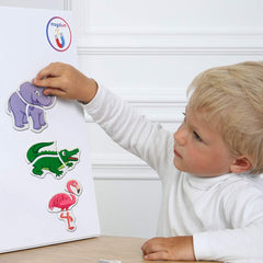MAGDUM Zoo magnetic puzzle fox on fridge promotes memory and matching games.
