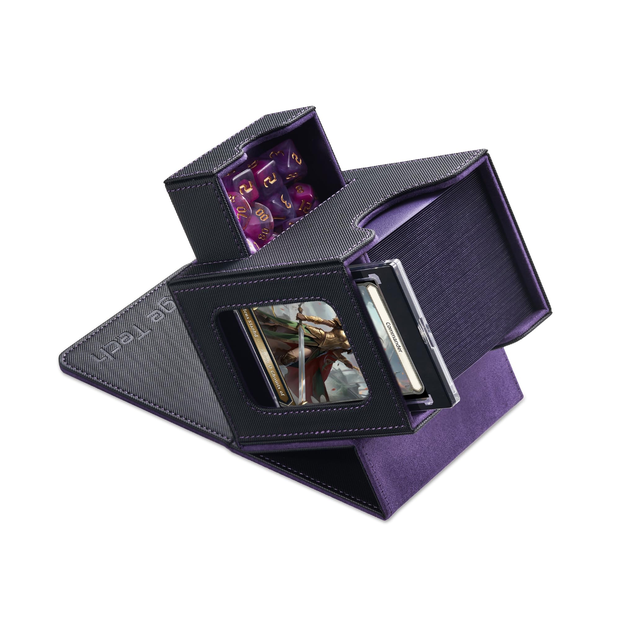 Mage Tech Card Deck Box commander-slot-display showcases your commander at a glance during games.