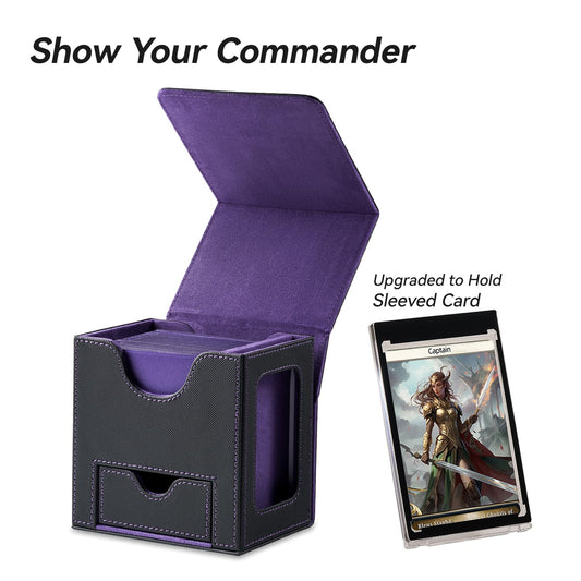Mage Tech Card Deck Box internal-35pt-holder protects the commander card from damage on the table.