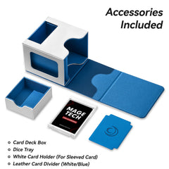 Mage Tech deck box has a wide U-shaped mouth for fast card retrieval.