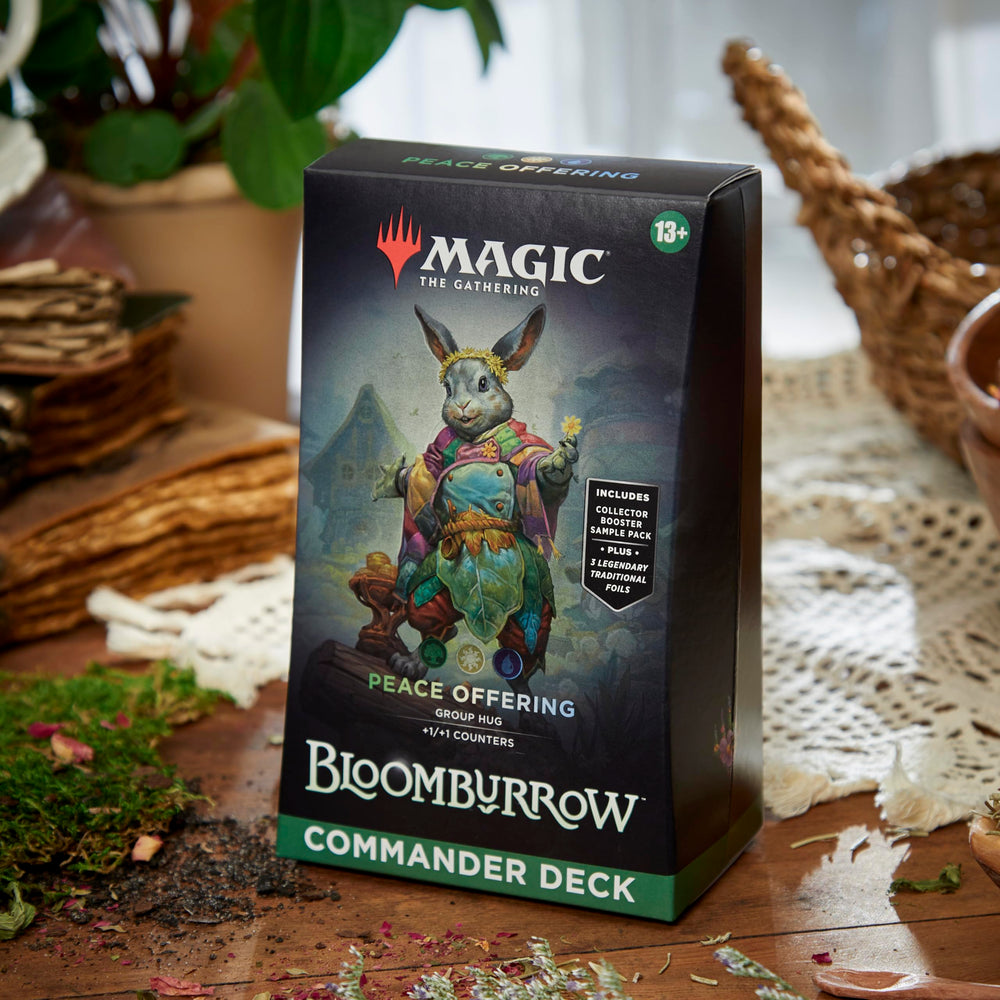 Magic: The Gathering Bloomburrow Peace Offering deck box showing safe storage.