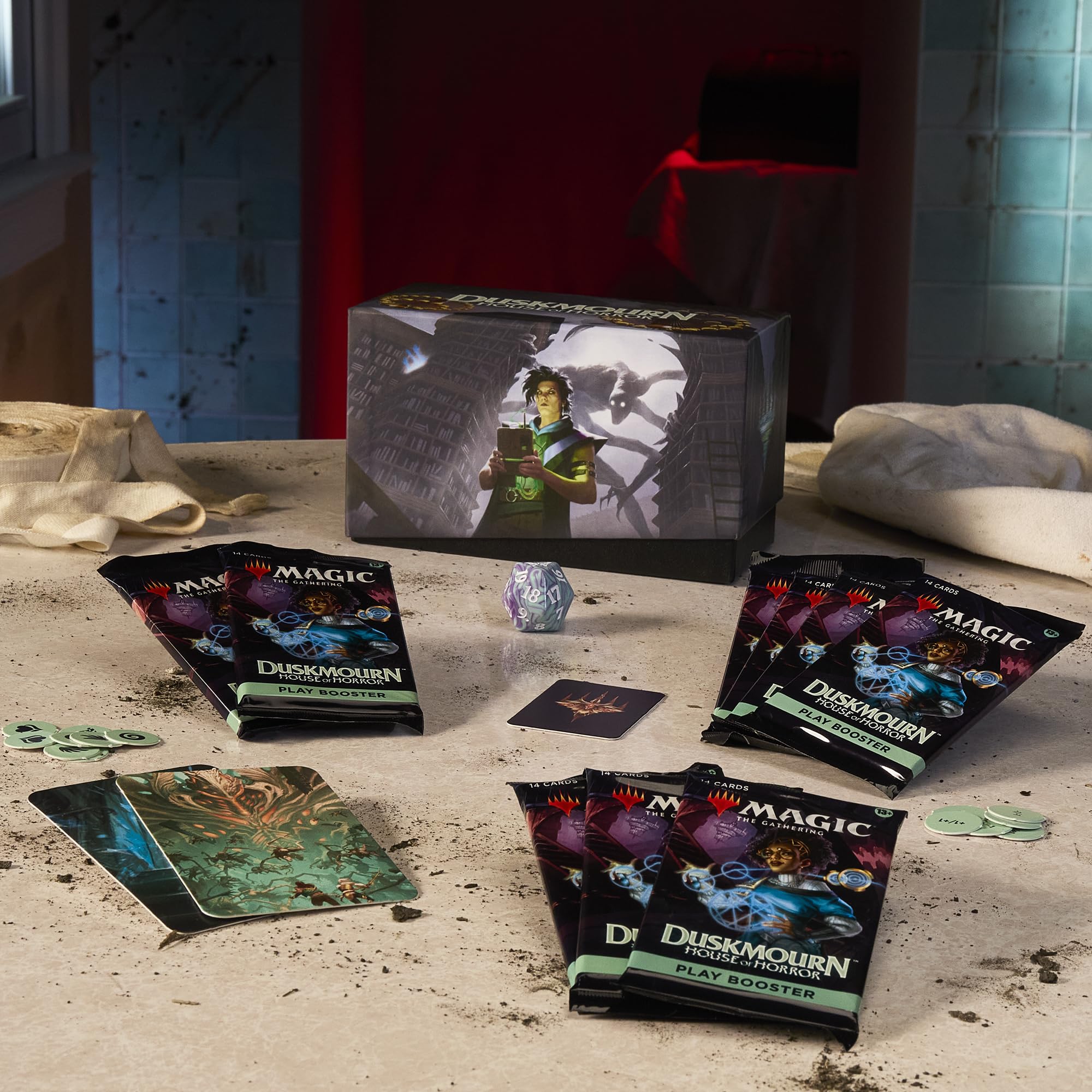 Duskmourn full art lands add dramatic visuals to a deck setup