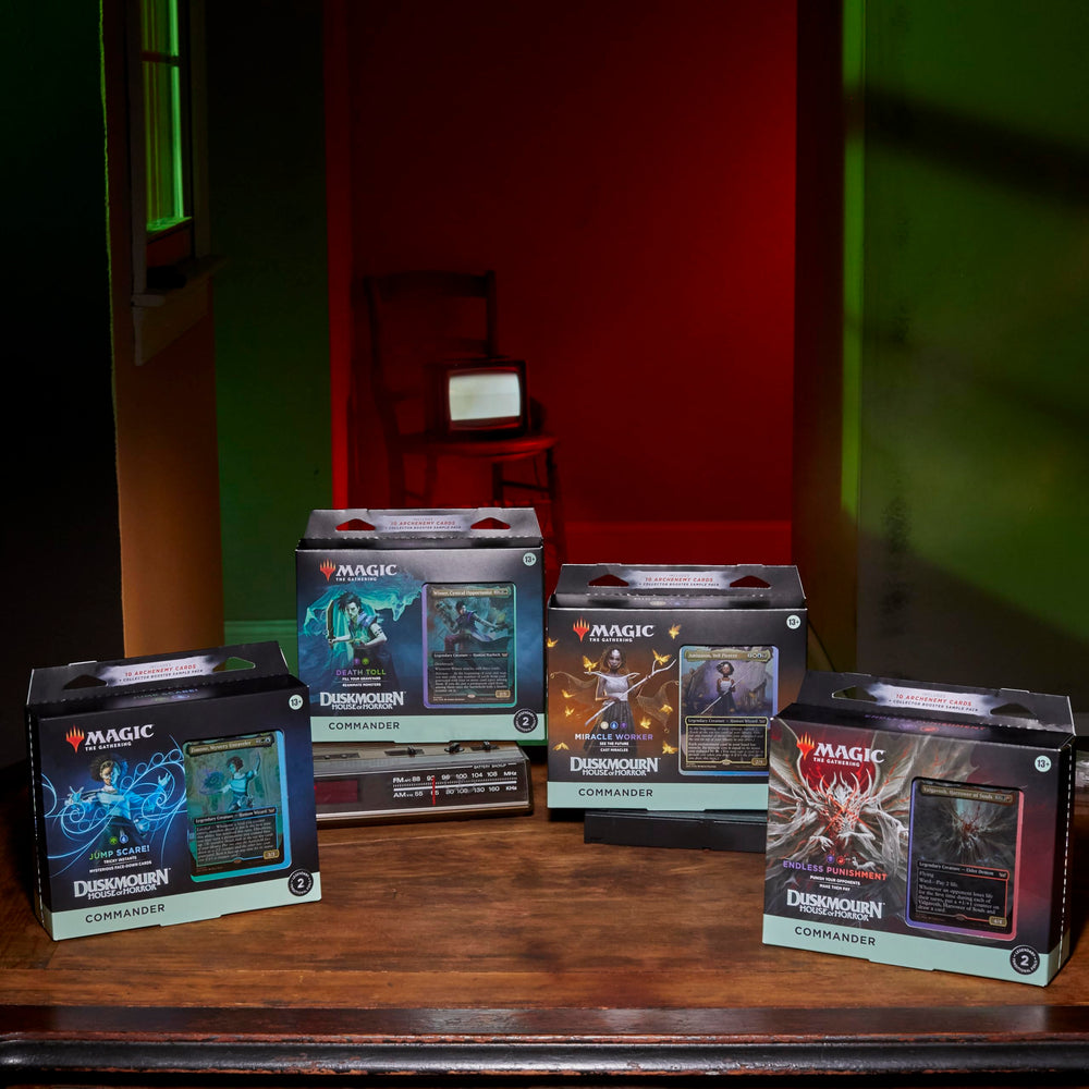 Duskmourn Miracle Worker foil commander with striking borderless art for table presence.