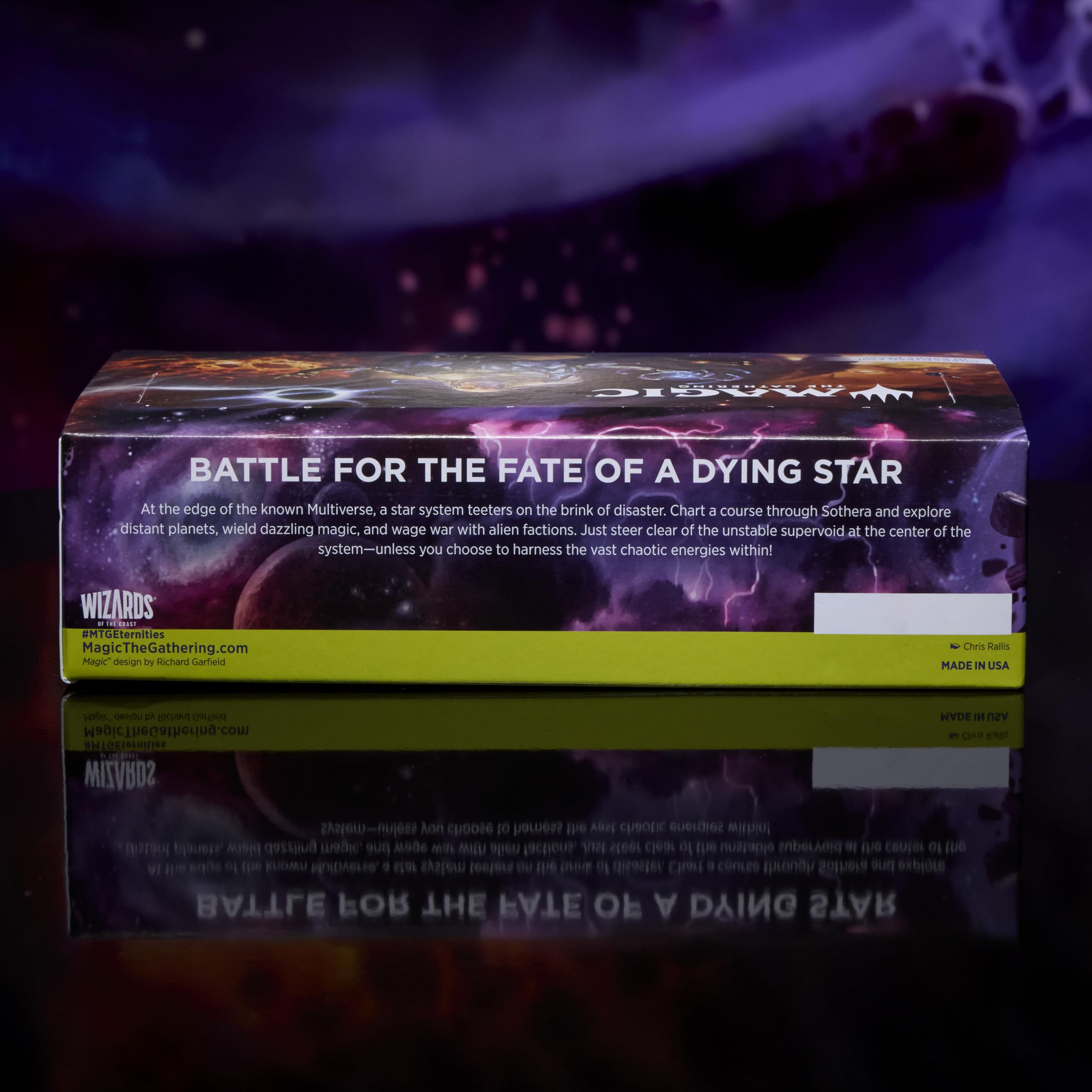 Magic The Gathering Edge of Eternities booster box on table ready to play