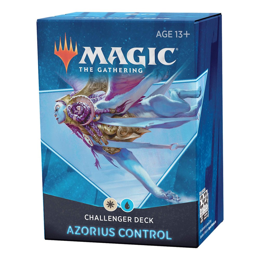 Magic: The Gathering Azorius Control deck box keeps 75 sleeved cards organized for quick setup.