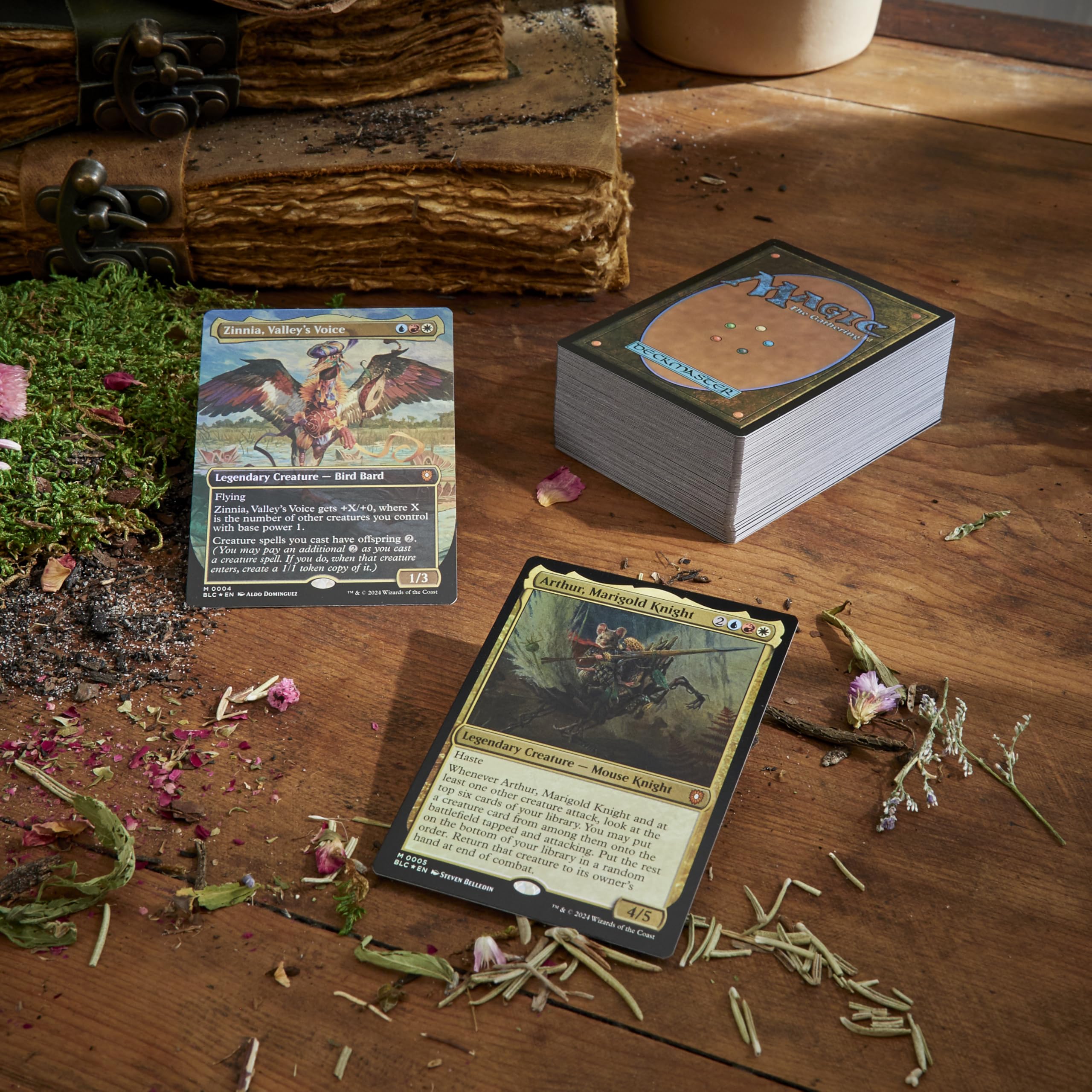 Magic: The Gathering Bloomburrow collector booster sample pack shown.