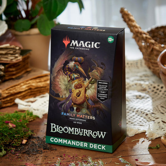Magic: The Gathering Bloomburrow deck box opened for easy storage.