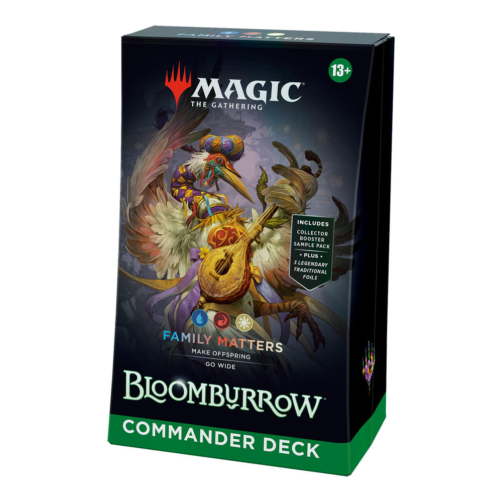 Magic: The Gathering Bloomburrow Family Matters deck spread ready for play.