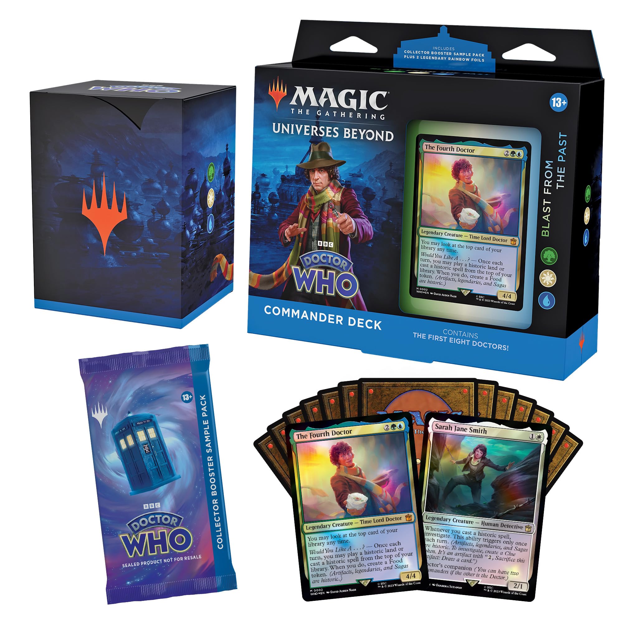Magic: The Gathering Doctor Who Blast from the Past deck front art highlights Doctor Who icons for storytelling