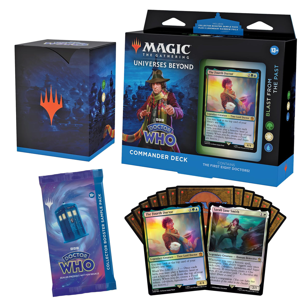 Magic: The Gathering Doctor Who Blast from the Past deck front art highlights Doctor Who icons for storytelling