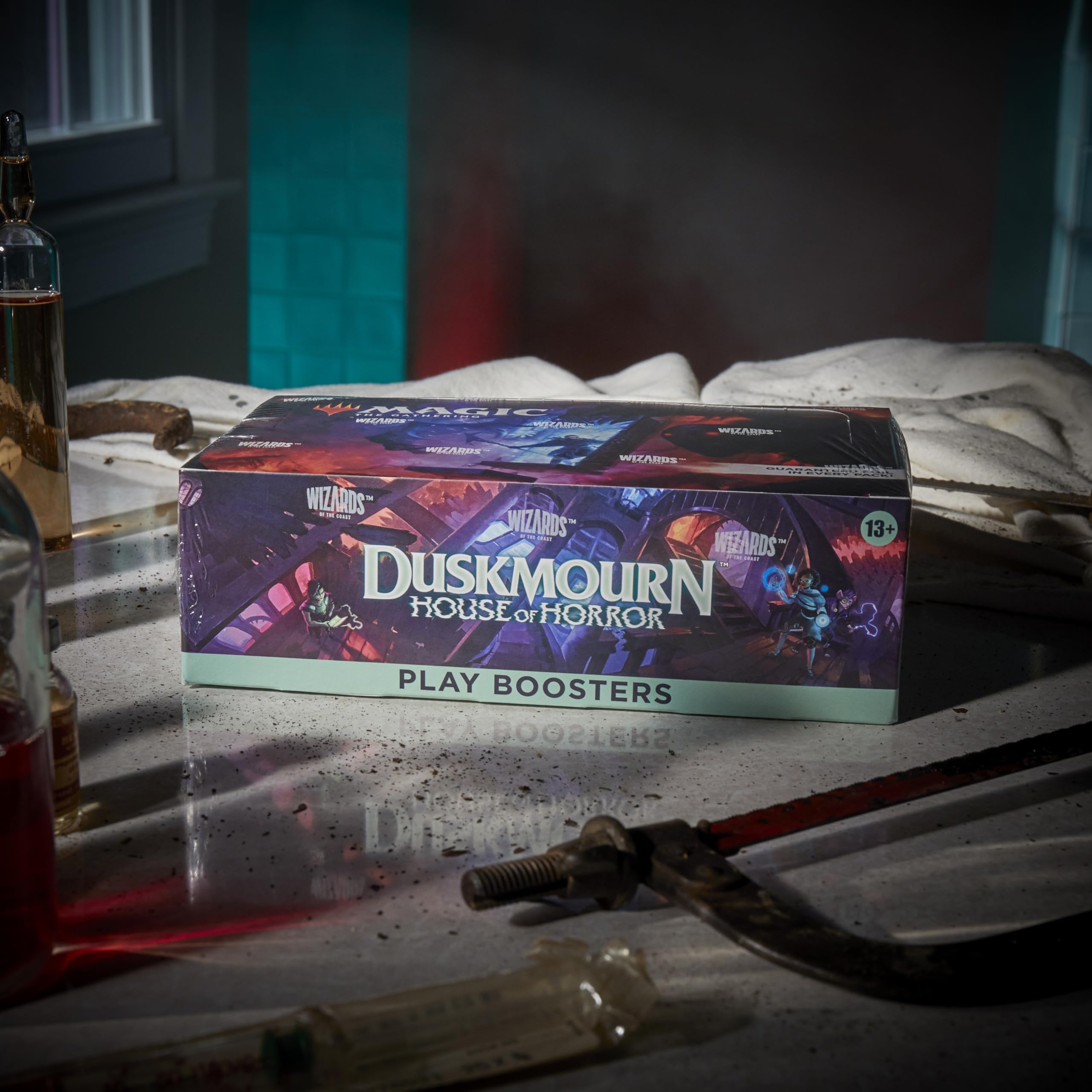Magic: The Gathering Duskmourn booster pack unopened showing potential rares