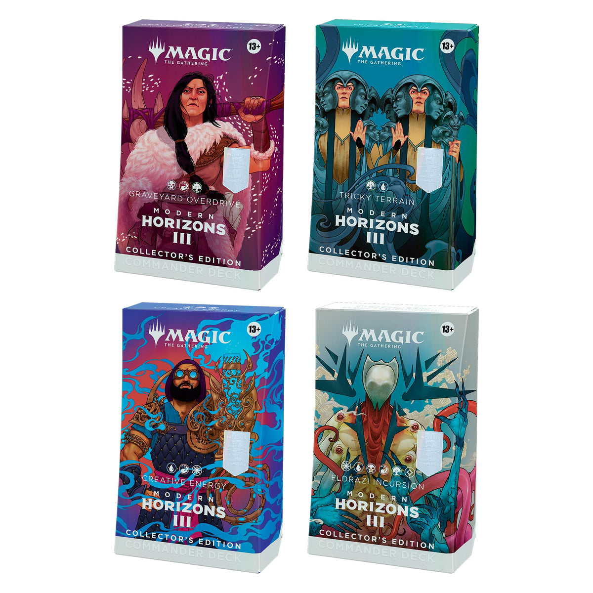 Magic: The Gathering Modern Horizons 3 Collector Edition bundle cover showcasing four ready-to-play commander decks.