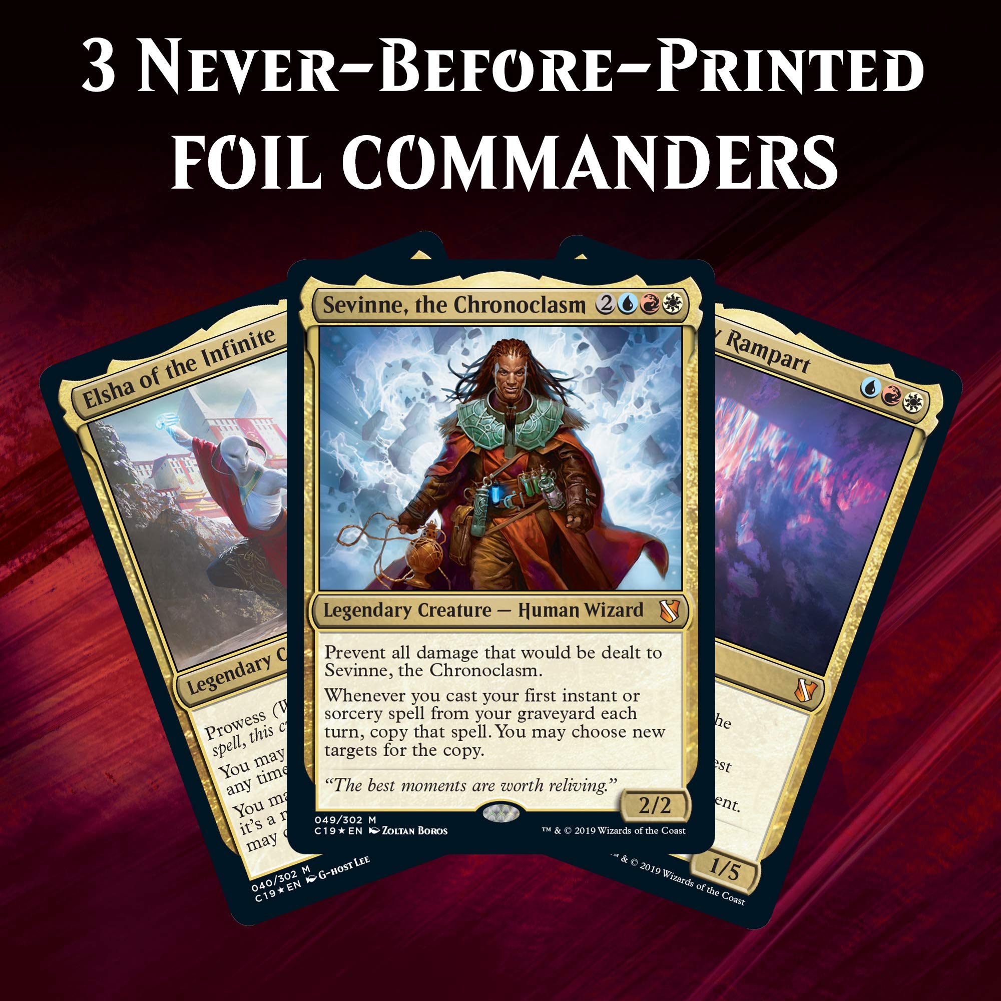 Magic: The Gathering Commander 2019 Mystic Intellect open box showing 100-card setup.