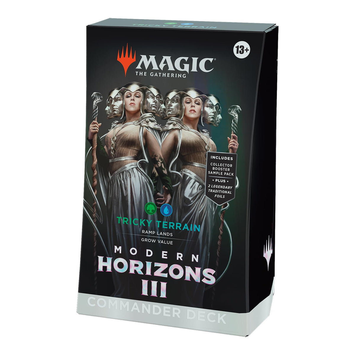 Magic: The Gathering Tricky Terrain deck front view for ready-to-play multiplayer battles.