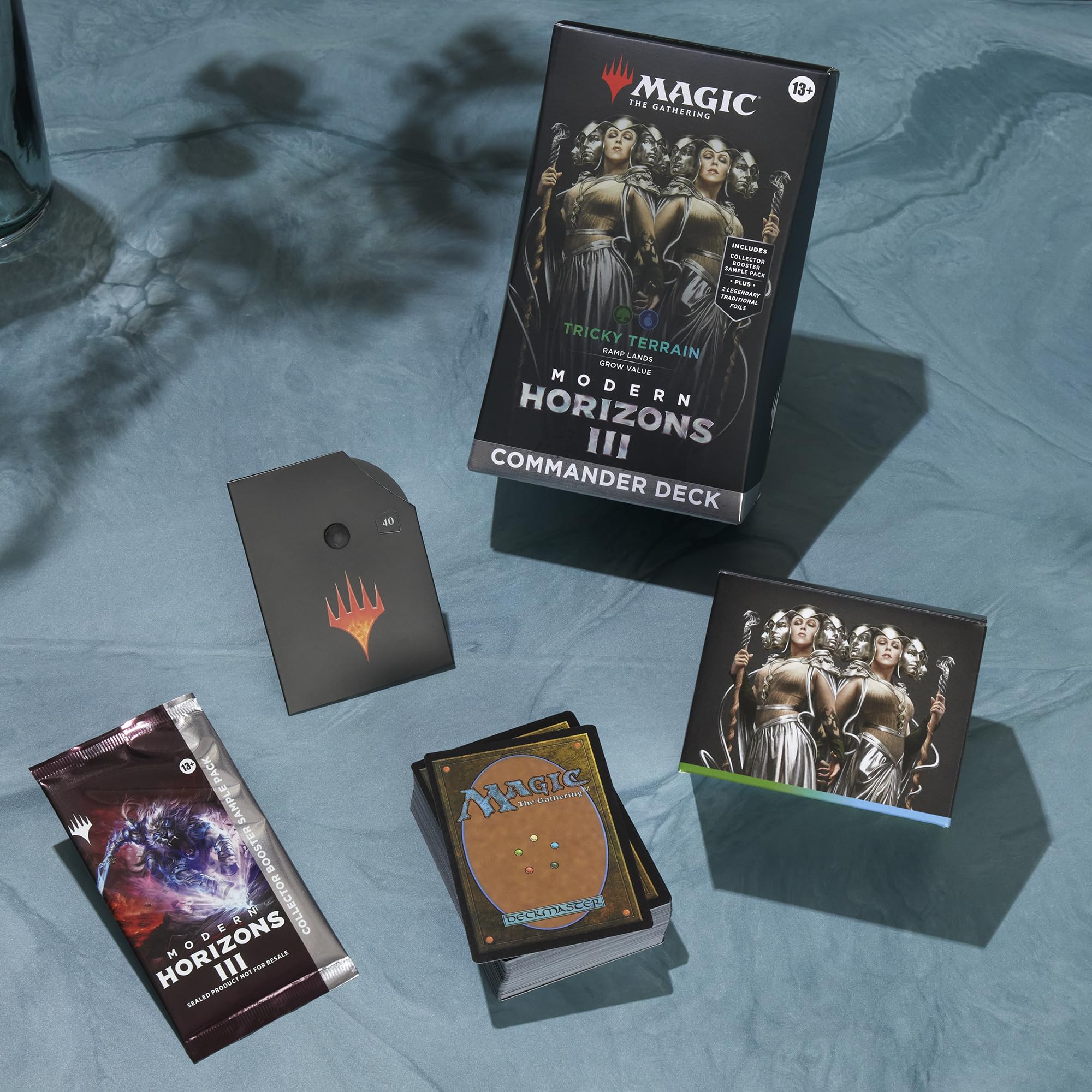 Magic: The Gathering Tricky Terrain foil-etched display commander highlights premium art.