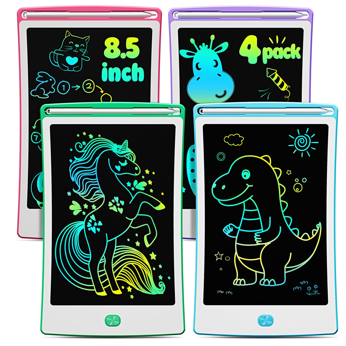 Magic Jimmy 4-Pack LCD Writing Tablet front view for on-the-go doodling and learning