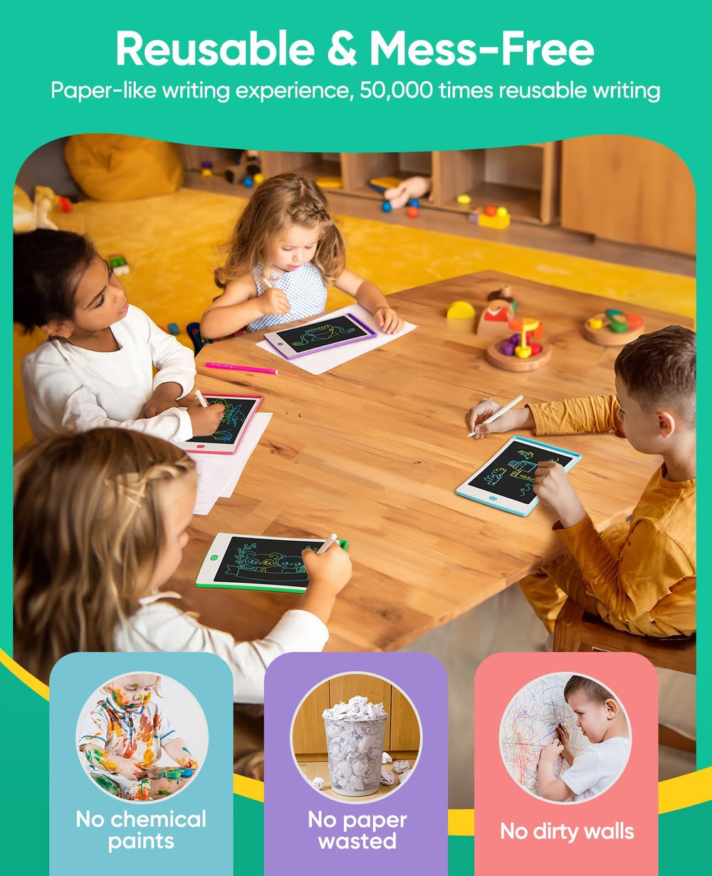 Magic Jimmy 4-Pack LCD Writing Tablet one-click erase keeps playtime clean