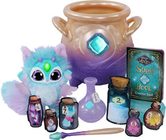 Magic Mixies Cream Tea Cauldron misting reveals blue plush for imaginative play