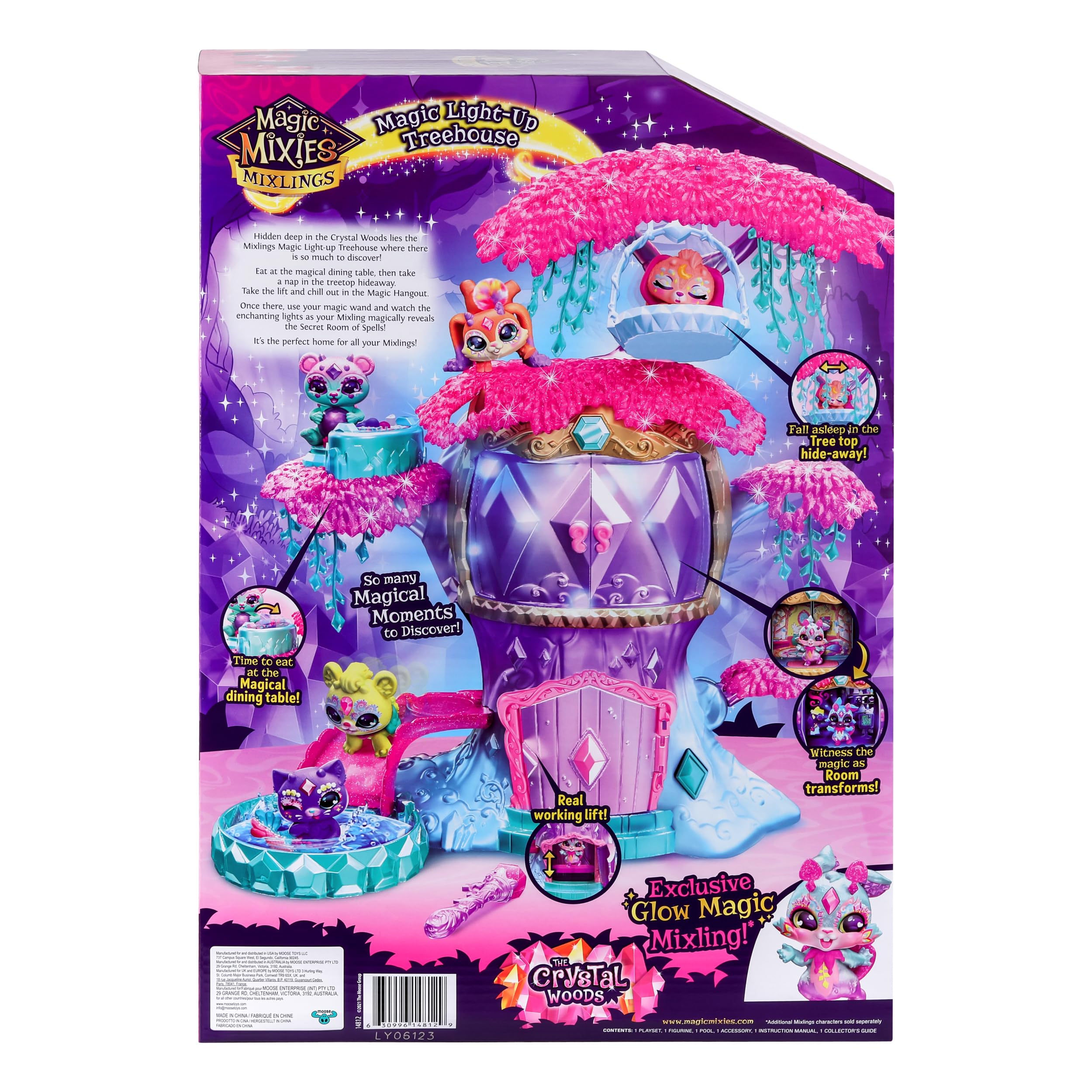 Exclusive Glow Mixling from Magic Mixies adds collectible appeal.