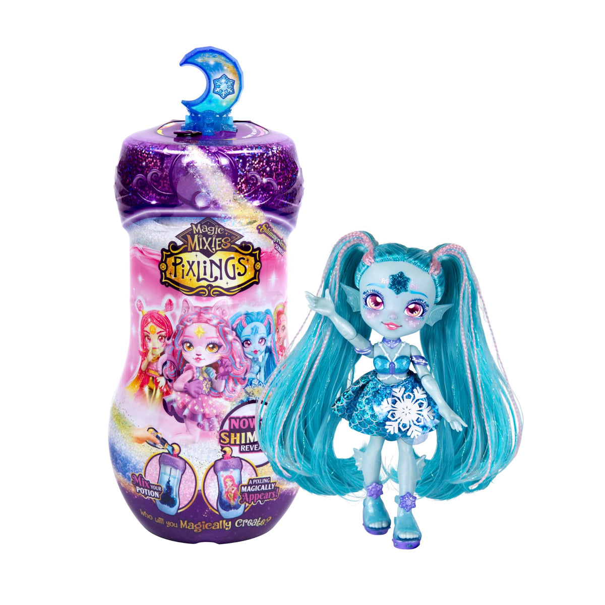 Magic Mixies Pixlings Marena Ice Mermaid revealed from bottle for imaginative play