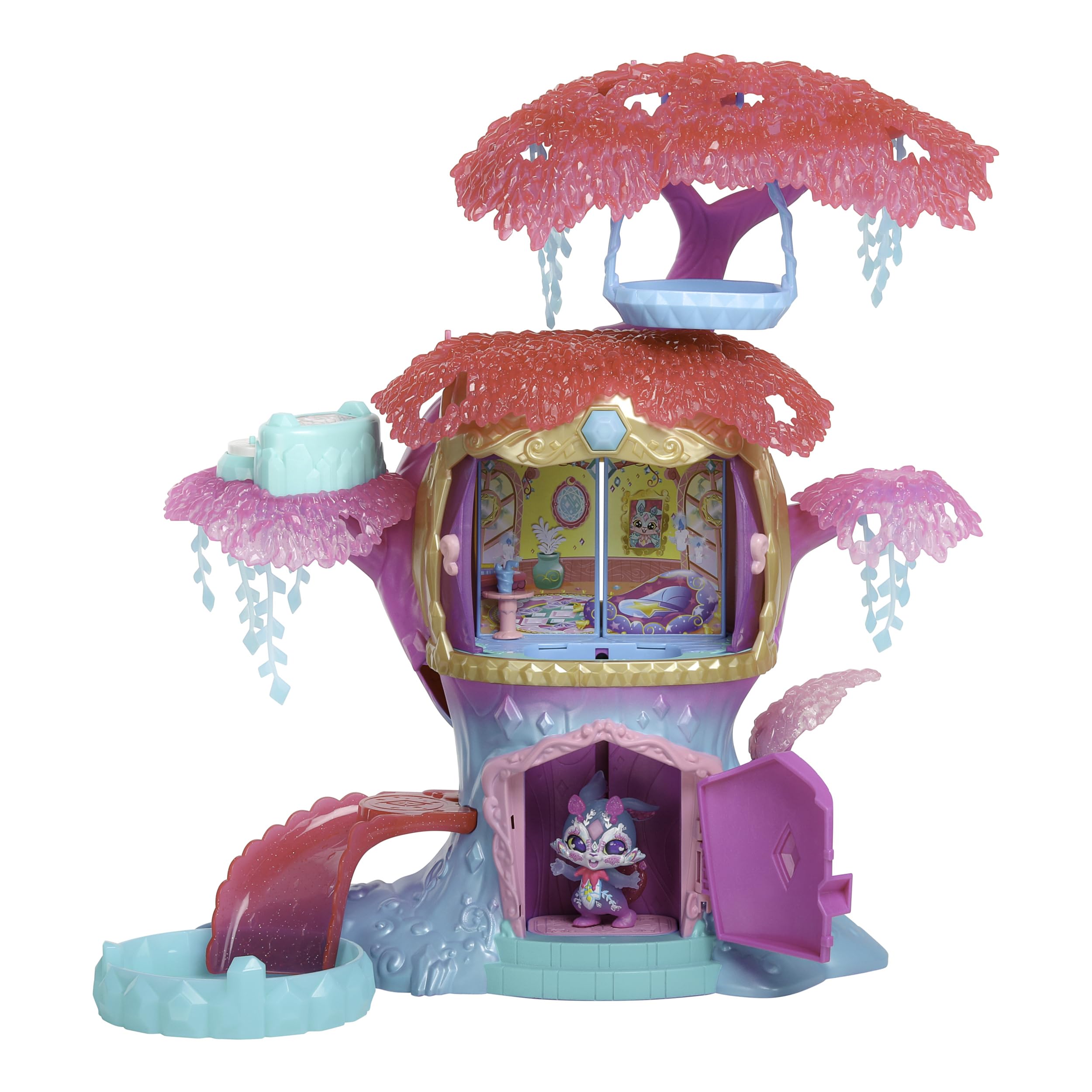 Magic Mixies Treehouse front-door lift demonstrates real movement for engaging play.