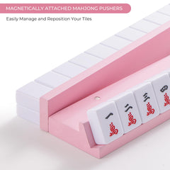 Magic Sewing Machine natural pine wood completes a durable 4-pack Mahjong rack set.