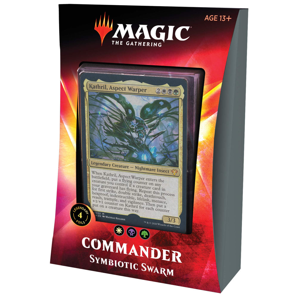 Magic Symbiotic Swarm IKO foil oversized commander card enhances collection display and play ready use.