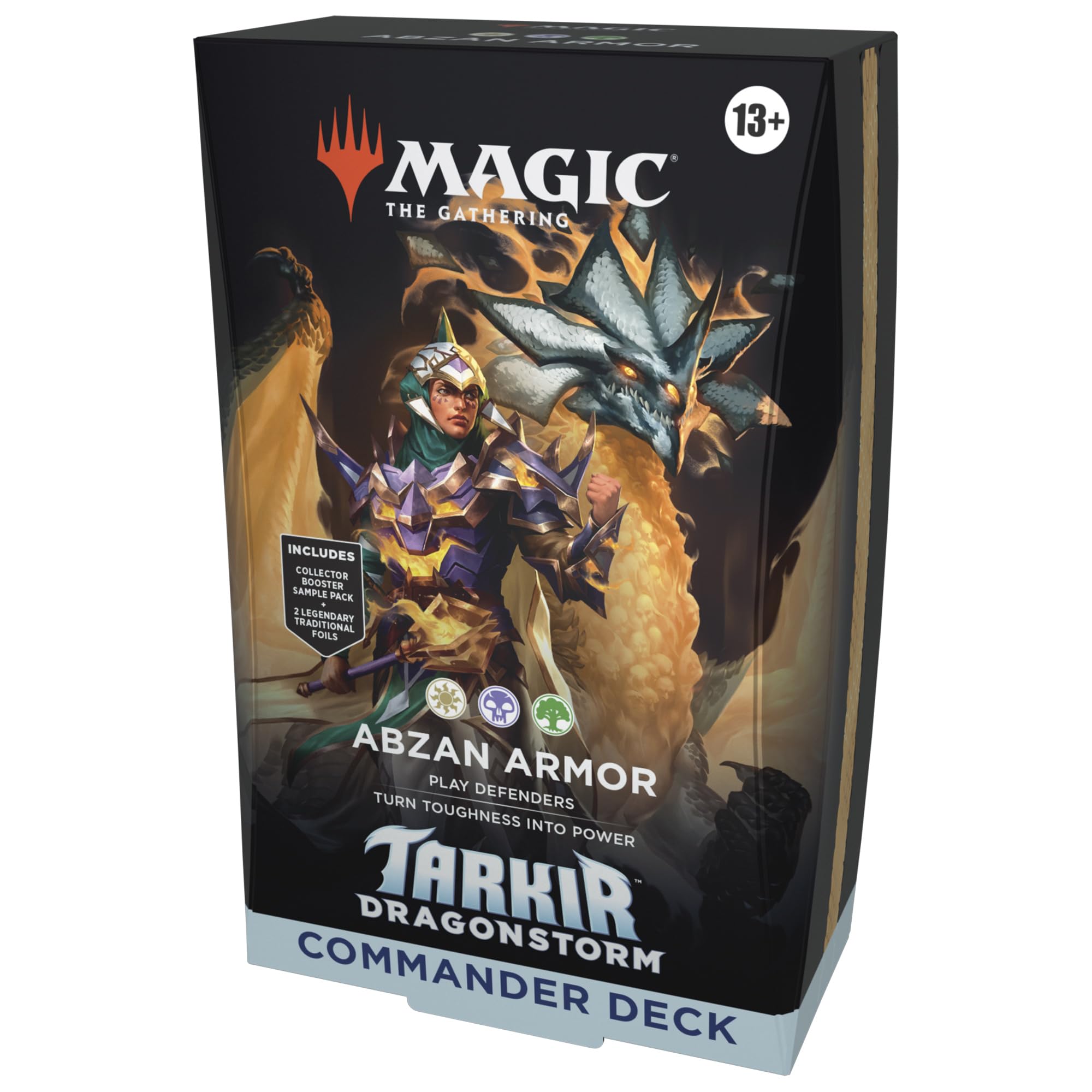 Magic: The Gathering Tarkir Abzan Armor deck front shows bold dragon art and multiplayer-ready energy
