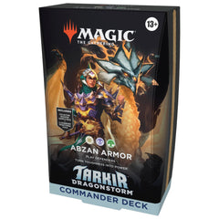 Magic: The Gathering Tarkir Abzan Armor deck front shows bold dragon art and multiplayer-ready energy