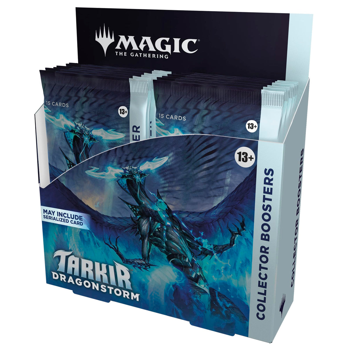 Magic Tarkir Dragonstorm Collector Booster Box front view, ideal for display