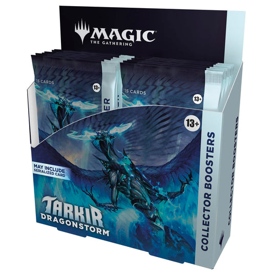 Magic Tarkir Dragonstorm Collector Booster Box front view, ideal for display
