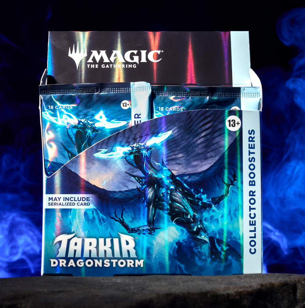 Magic Tarkir Dragonstorm booster pack opened, revealing foil cards and vivid artwork