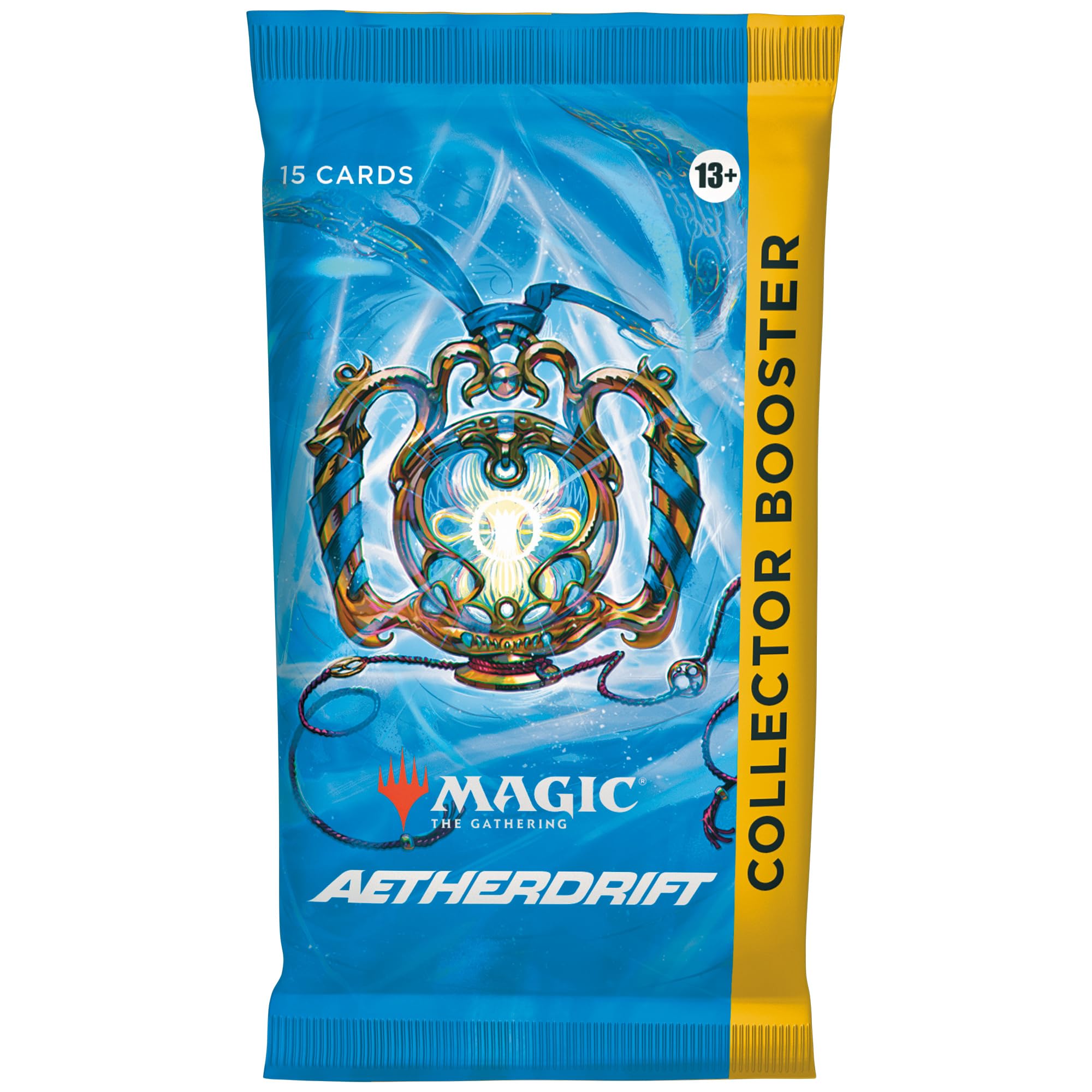 Magic: The Gathering Aetherdrift Collector Booster contents display premium cards and tokens