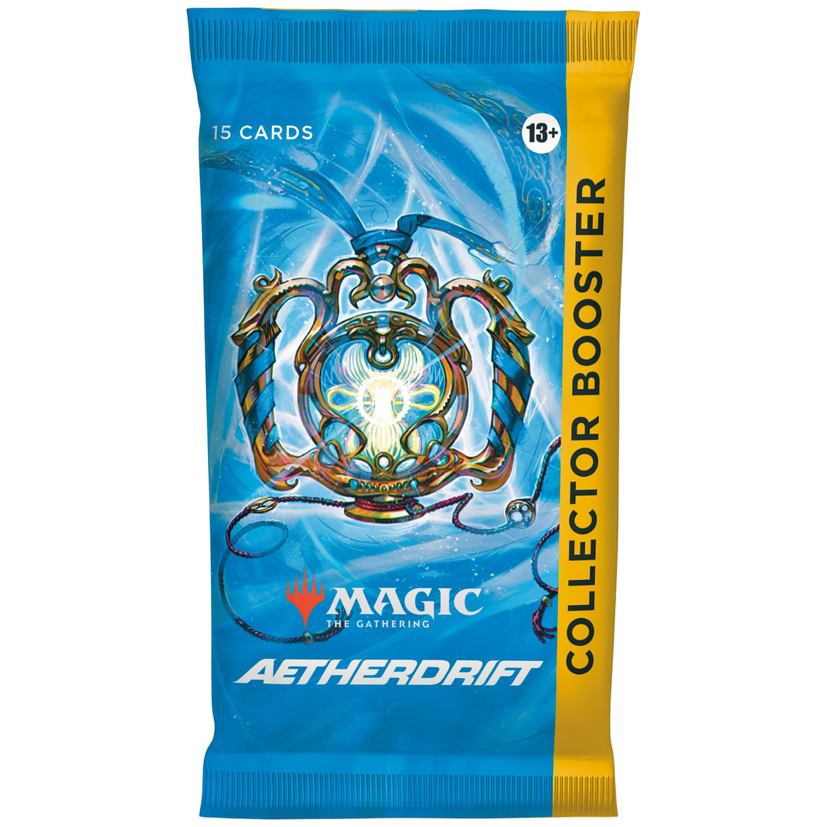 Magic: The Gathering Aetherdrift Collector Booster contents display premium cards and tokens