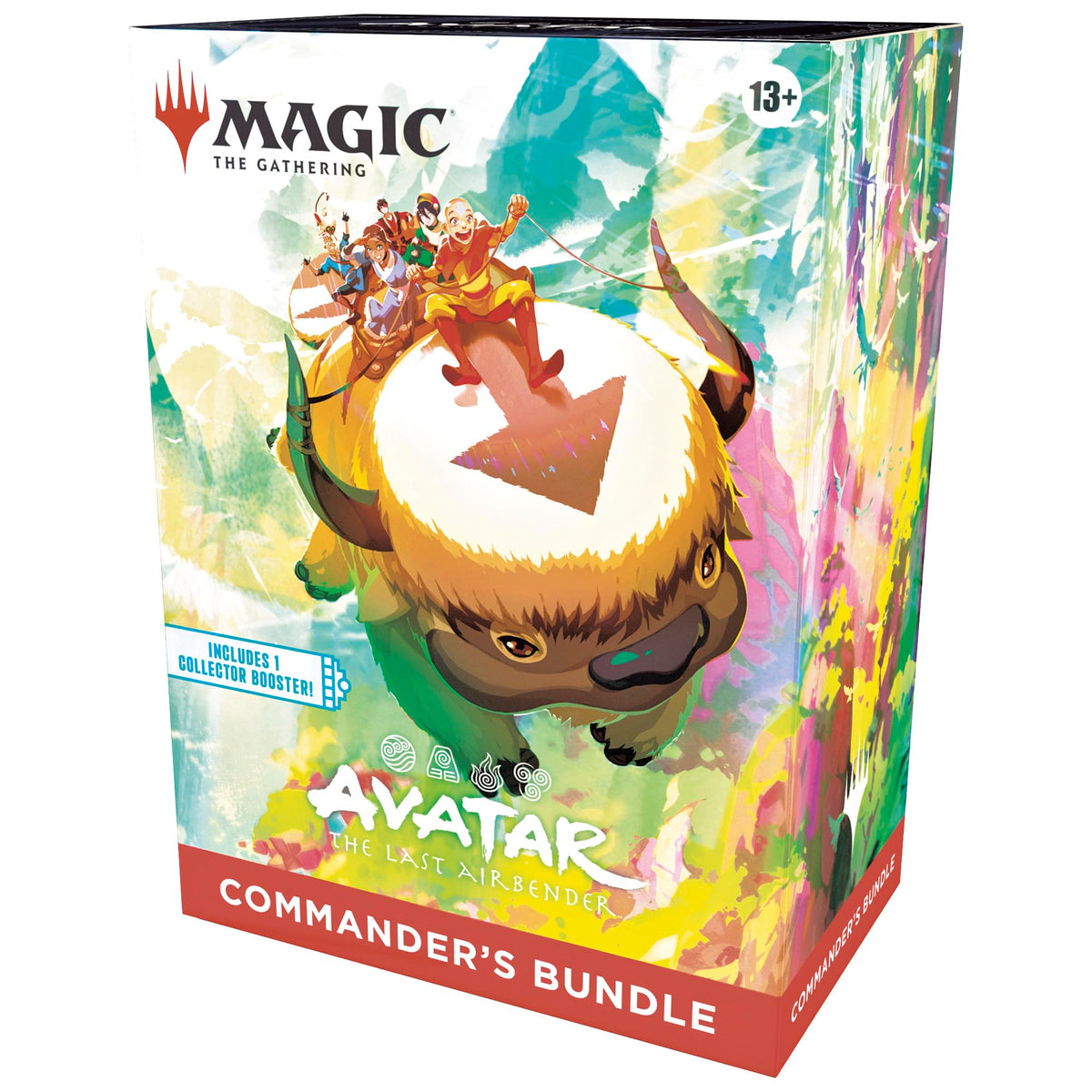 Magic: The Gathering Avatar bundle cover showcasing collector boosters and lands for deck building