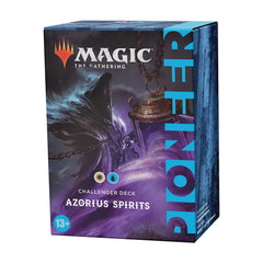 Magic: The Gathering Azorius Spirits deck-front displays blue-white theme for rapid, strategic Pioneer play.