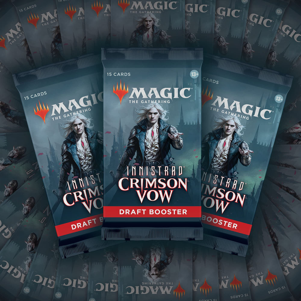 Magic: The Gathering Innistrad Crimson Vow draft boosters reveal 15 cards per pack.