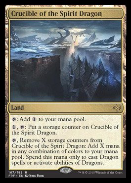 Magic: The Gathering Crucible of the Spirit Dragon card from Fate Reforged enhances deck synergy.