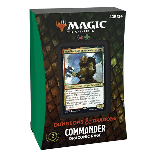 Draconic Rage deck contents spread for quick setup and play by Magic players.